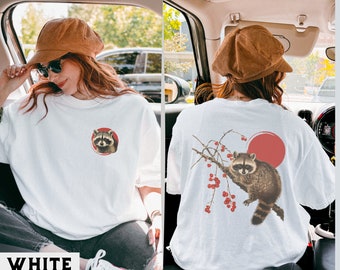Tvättbjörnsskjorta, vintage-tvättbjörnsgrafik-T-shirt, retro-tvättbjörnskonst-T-shirt, unik djurälskare-gåva, naturinspirerad design, tvättbjörnspresent