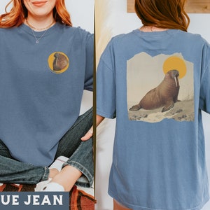 Camiseta de morsa, camiseta gráfica vintage de morsa para niños, camiseta con arte de vida salvaje del Ártico, regalo para amantes de las morsas para niños, camiseta de morsa para jóvenes, camiseta de morsa