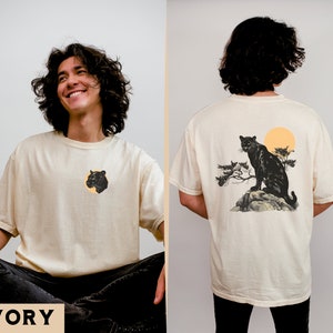 Vintage Black Panther T-Shirt, Künstlerisch Panther Grafik T-Shirt, Schwarzer Panther Liebhaber Geschenk, Schwarzer Panther Shirt, Lässige Boho Streetwear