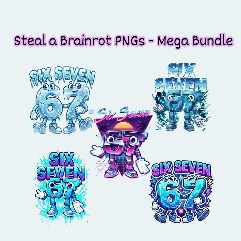 Steal a Brainrot 67 Six Seven PNG Bundle, Italian Gaming Meme Roblox ...