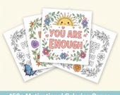 150+ Affirmation Coloring Pages Self-Esteem, Stress Relief Motivational Coloring (Digital Download)