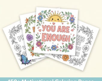 150+ Affirmation Coloring Pages Self-Esteem, Stress Relief Motivational Coloring (Digital Download)