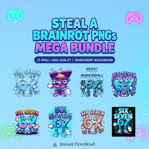 Ukradnij pakiet Brainrot 67 six seven PNG, włoski mem o grach Roblox Trendy (pobranie cyfrowe)