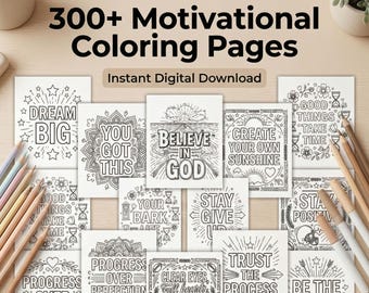 300+ Affirmation Coloring Pages | Self-Love, Stress Relief (Digital Download)