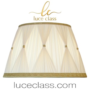 Made in Italy, Hand-sewn artisan lampshades in pleated silk blend fabric, ivory color FOR E27 LAMPHOLDER. Item shade plissè&#39; with curtains