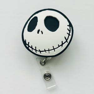 Nightmare Jack Badge Reel | Teacher Student Badge Holder Nurse Fall Gift RN badge clip CPT Halloween Badge Reel Spooky Holiday Gifts