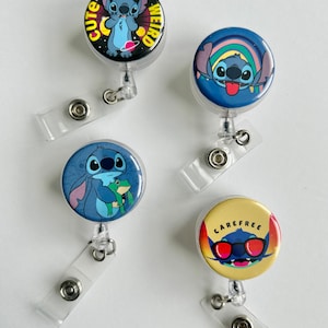 Cute Stitch Button Clip Badge Reel Teacher Student Badge Holder Nurse Gift RN badge clip CPT lilo medical badge clip alligator clip
