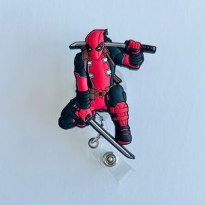 Deadpool Badge Reel Teacher Student Badge Holder Nurse Gift RN badge clip CPT CNA retractable Dr gift
