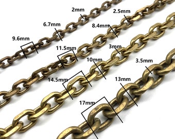 Solid Brass Anchor Link Chain Leather Wallet Chain Cross Cable Link Chain