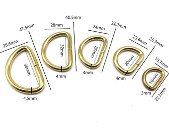 Brass D Ring Loop Strap Adjuster Buckle Solid Brass Bag Fastener Hardwares 16/20/26/32/38mm