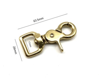 Solid Brass Snap Clasp Clip For Leahter Crafting,Bag Leash Clip,Leather Strap Clasp,Swivel Hook with Loop