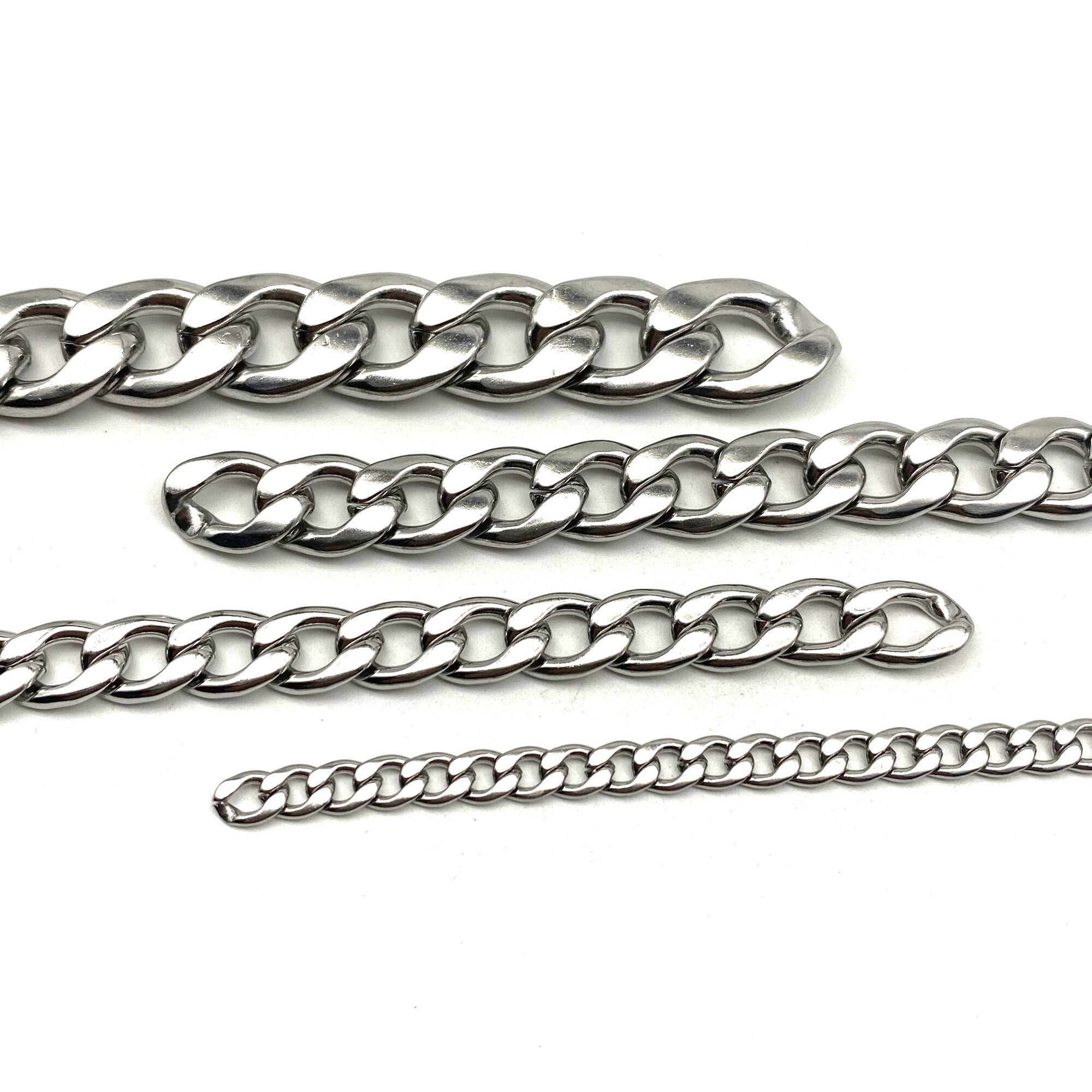 Stainless NK Figaro Chain Flat Silver Curb Chain,bag&purse Chain