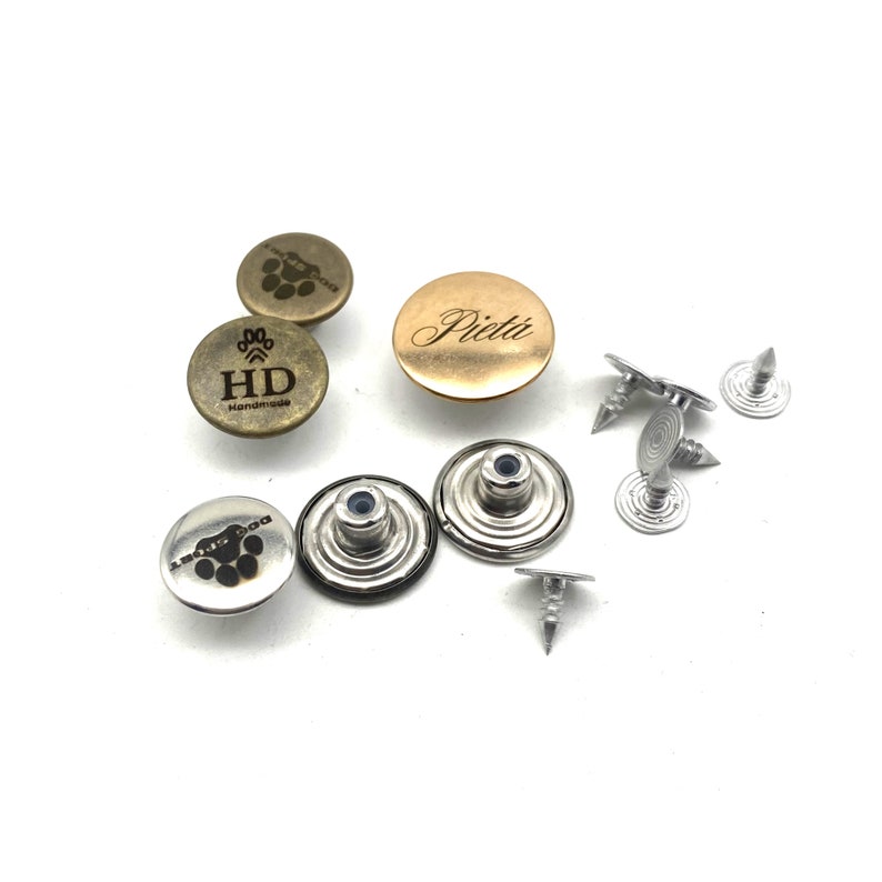 15/17/20mm Jeans Button Pin Customized Logo/Text Denim Button Replacement Personalised Brand Clothing Buttons image 7