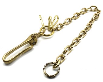 Brass Wallet Chain Fish Hook Key Holder With Amekaji Ring Ending
