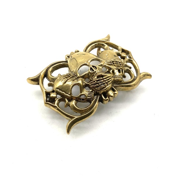 Motorcyclist Skull Buckle Mens Brass Belt Buckle Leather Craft Fastener Hardwares