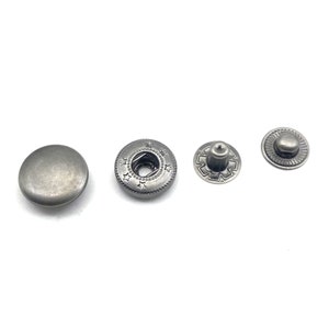 ZLYY 10 Set Bottoni Automatici In Pelle Nera - Diametro 3,5 Cm, Metallo, Per Giacche, Jeans, Borse