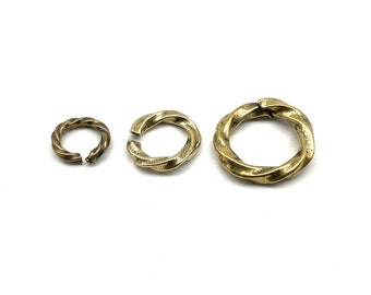 Brass Key Ring Twist Split Ring Art Deisgn 13/17/23mm