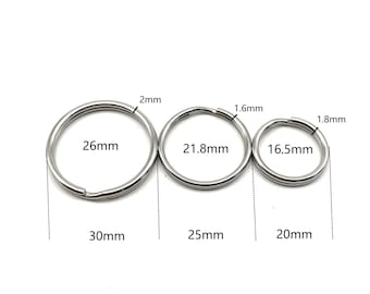 Circle Keyring Stainless Split Ring Connector Keychain Key Rings 20/25/30mm