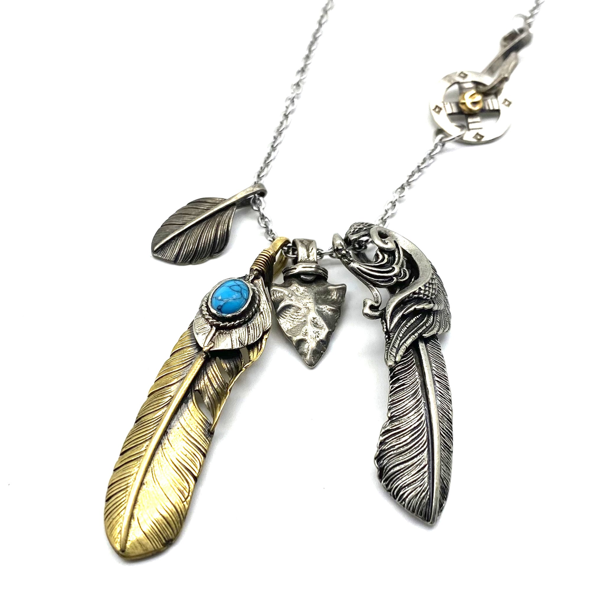 Goros Silver Feather Charm DIY Necklace Japan Fashion Necklaces