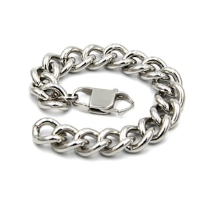 Large Stainless Chain Bracelet,Men&#39;s Silver Bracelet,Men&#39;s Jewelry,Gift For Men