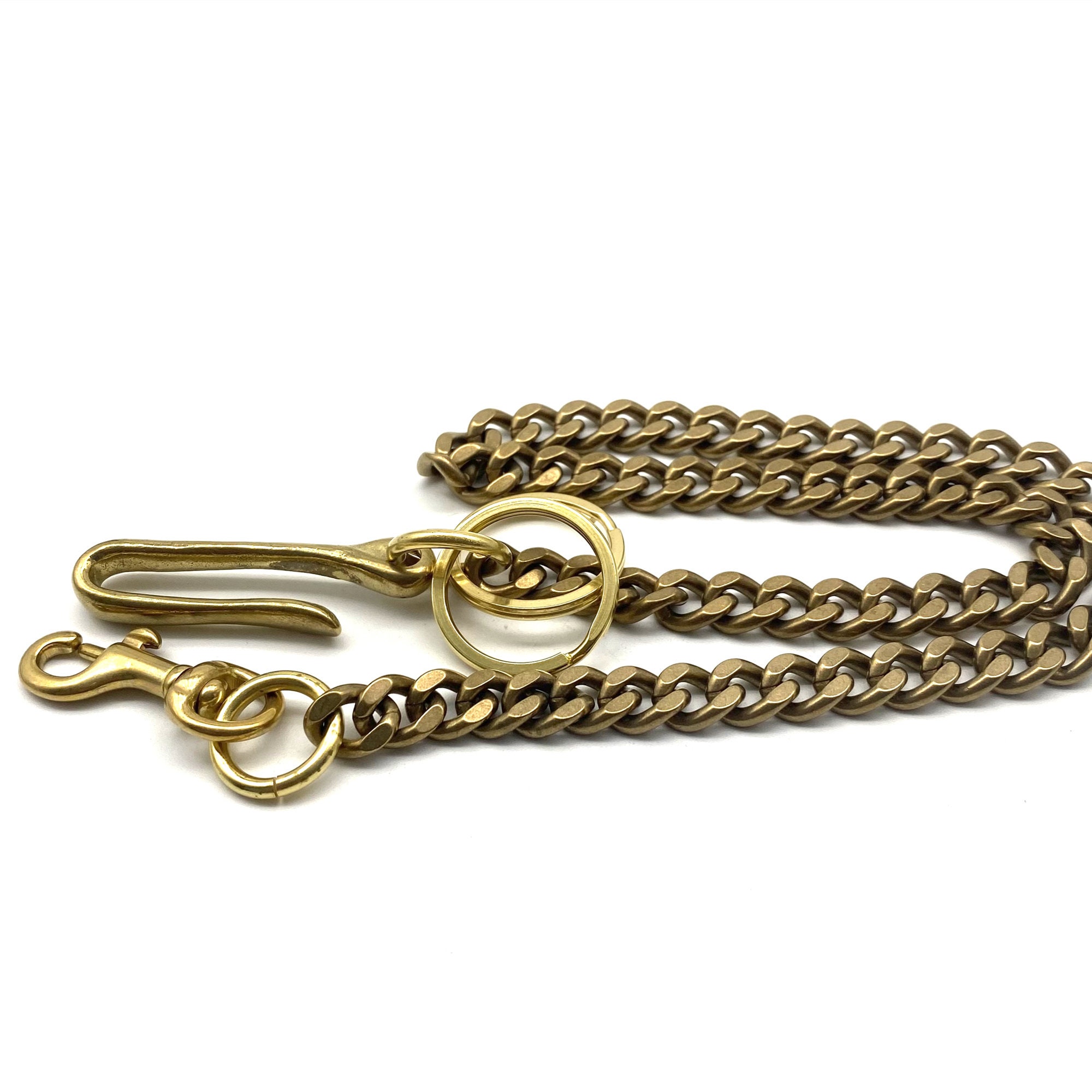 Solid Brass Curb Chain for Wallets,fish Hook&snap Clasp Finish Biker ...