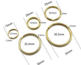 Kreis-Schlüsselring Messing-Split-Ring-Verbinder Schlüsselanhänger Ringe 15/20/25/30/35 mm