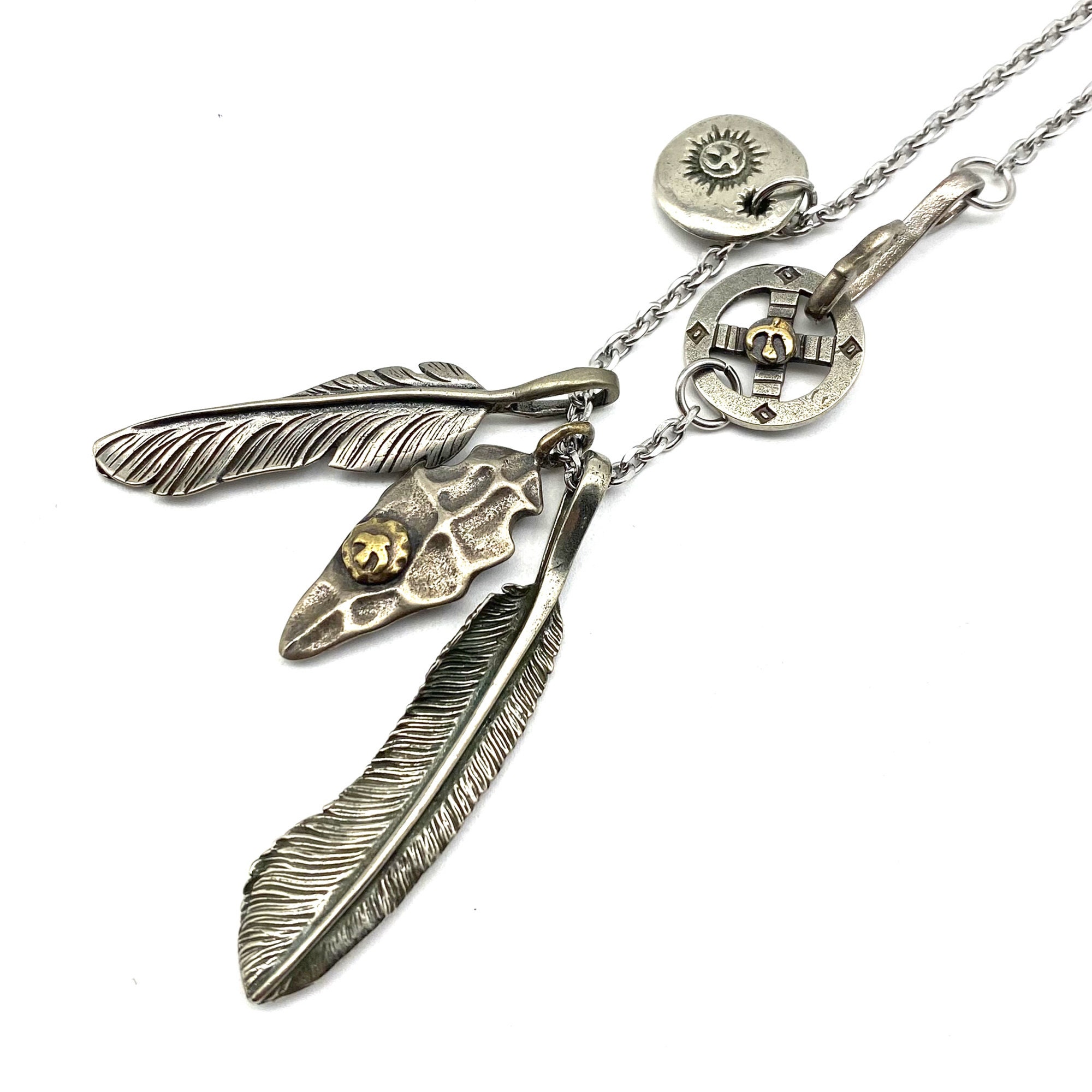 Goros Silver Feather Charm DIY Necklace Japan Fashion Necklaces