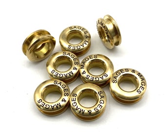 Customized Text Logo Brass Screw Grommet Eyelets Personalised Brand Eyelet Leather Craft Hardware 20mm