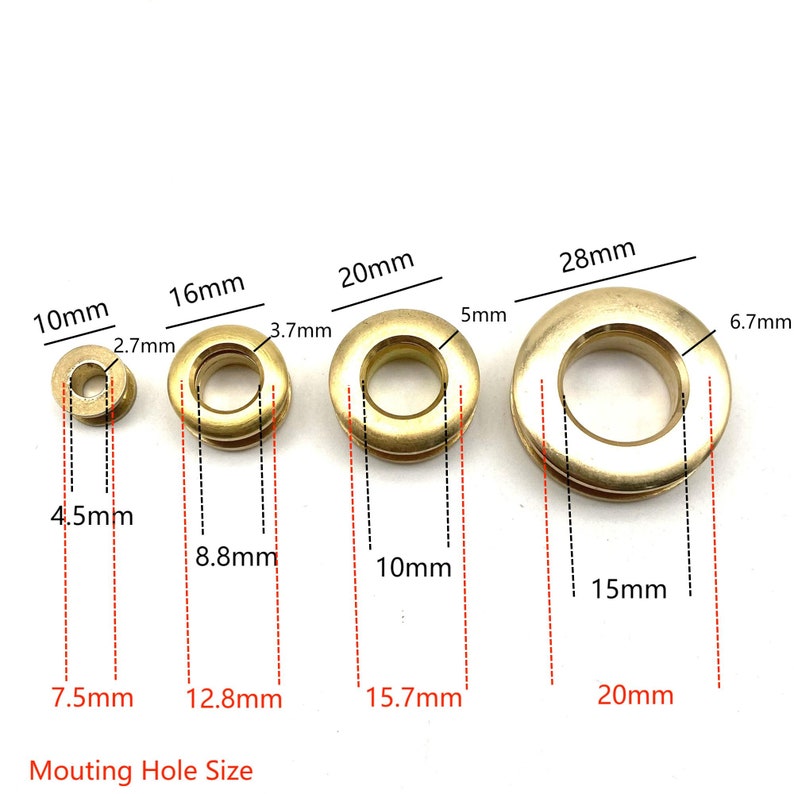 Brass Screw Grommet Eyelet Ring 10/16/20/28mm Leather Bag Round Loop - Etsy