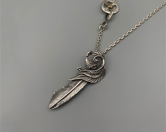 Silver Feather Charm Necklace Japan Fashion Necklaces Gift for BF