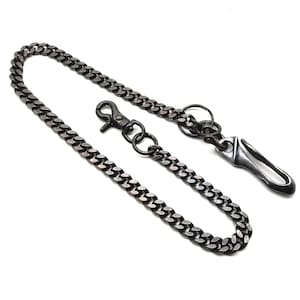 Cadena de monedero de bronce oscuro, cadena de latón oxidado, gancho de pescado, cadena de billetera de motociclista ensamblada con cierre a presión