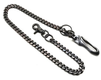 Dark Bronze Purse Chain,Brass Chain Oxidized,Fish Hook,Snap Clasp Assembled Biker Wallet Chain