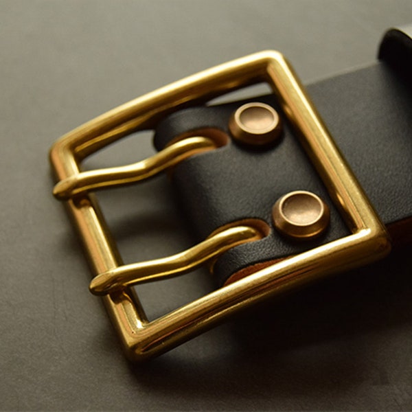 Fine Polished Double Pin Brass Belt Buckle Luxury Buckle Leather Belt Hardwares