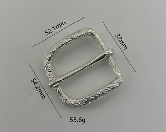 ハンドメイド 925 スターリングシルバー バックル 37 mm 唐曹風レザー