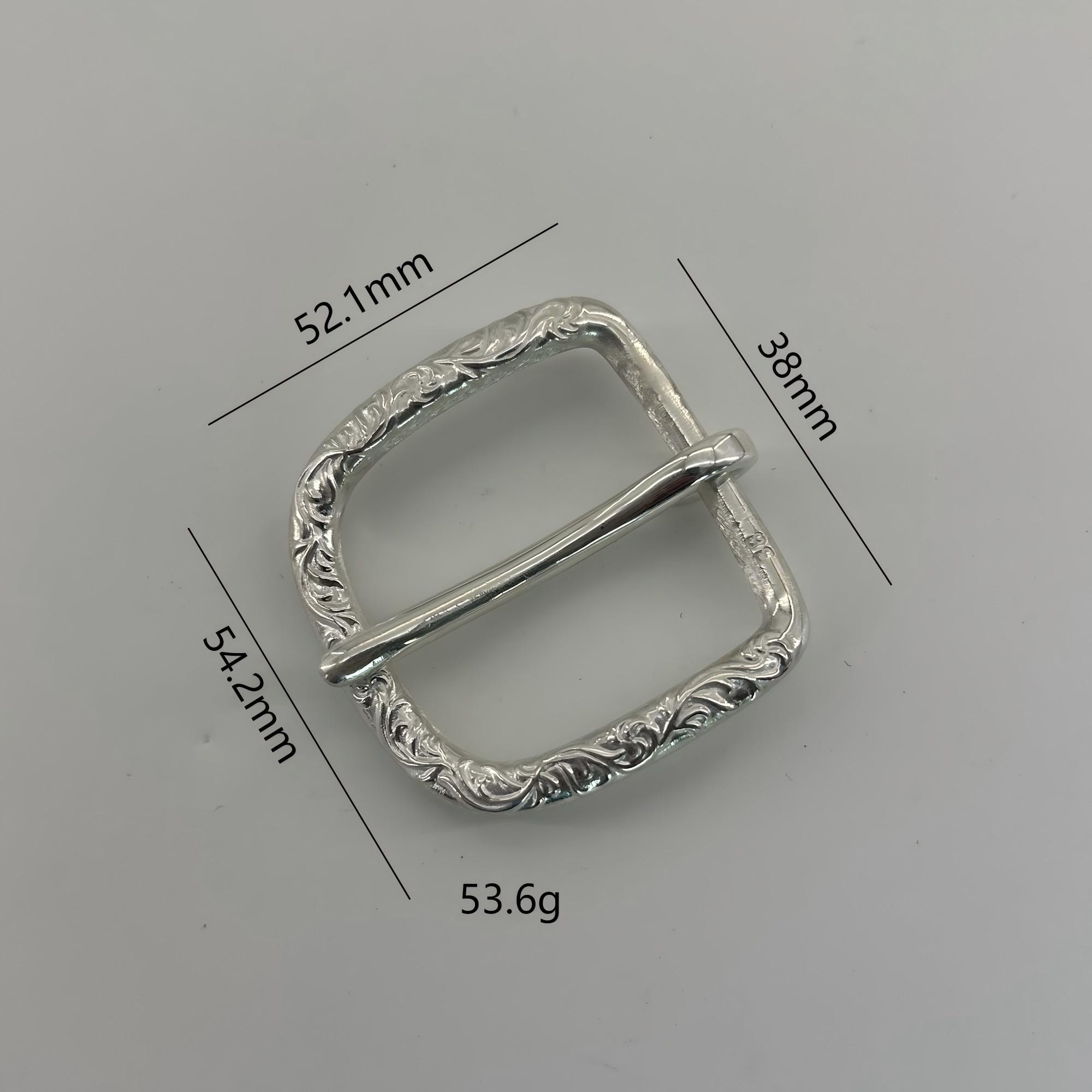 ハンドメイド 925 スターリングシルバー バックル 37 mm 唐曹風レザー