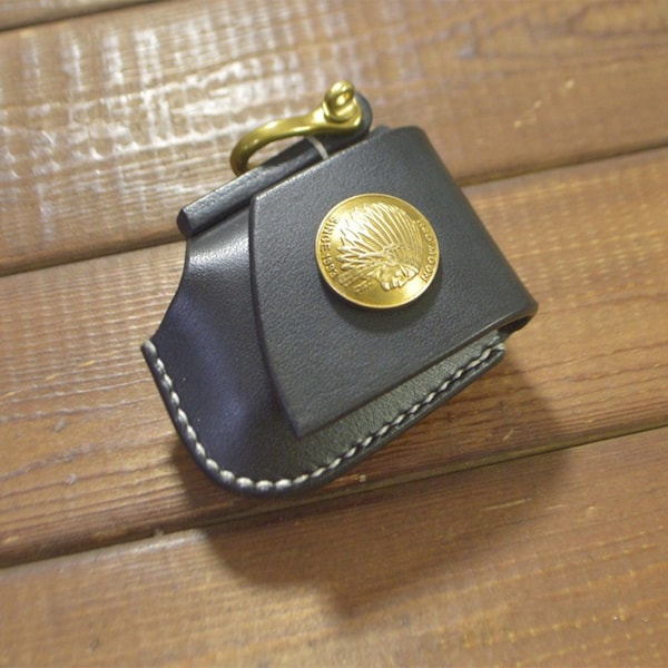 Zippo Lighter Leather Case,Hand Stitched Men's Flat Lighter Cover Customized