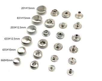 Silver Snap Button Leather Craft Fastener Closure 8/10/12.5/15mm