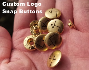 Sales#Personalized Brass Snap Button Custom Logo/Text Brass Snap Closure 8-15mm/Leather Craft Snaps/Fastener Button Purse Clasp Bag Sewing