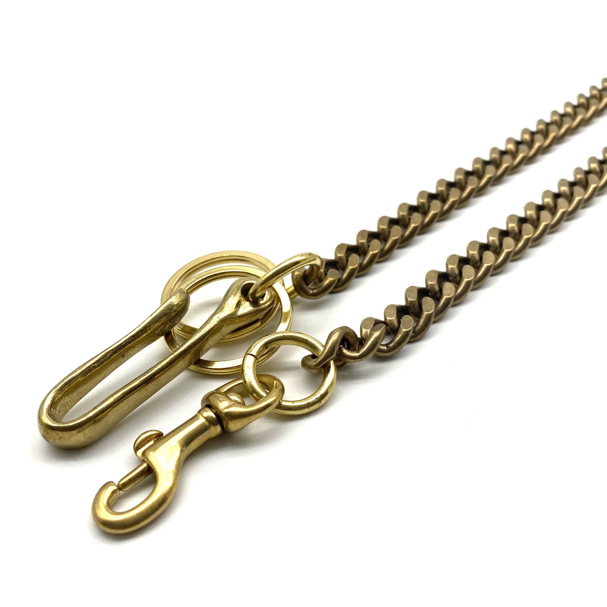 Solid Brass Curb Chain for Wallets,fish Hook&snap Clasp Finish Biker ...