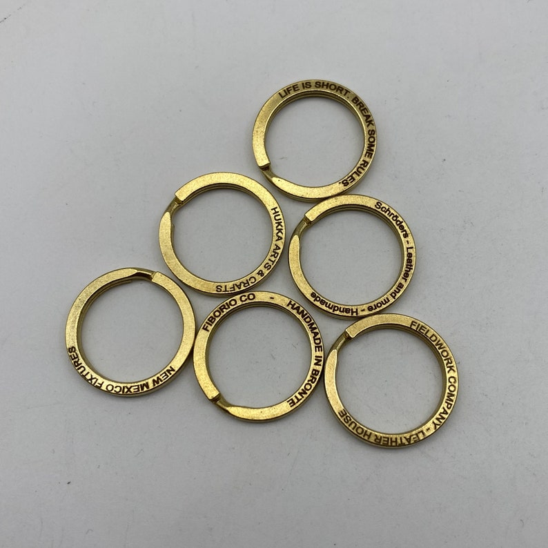 30mm Premium Brass Keyring Customized Engraving Key Ring Personalised Text Logo,Leather Keychain Rings,Leather Craft Hardwares image 4