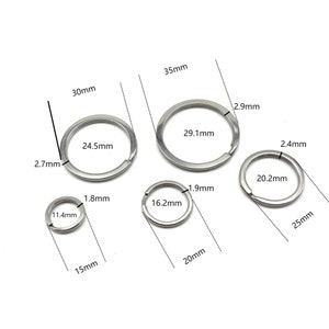 Roestvrijstalen sleutelsplitring Sleutelhangerring Aansluitringen 15/20/25/30/35 mm platte sleutelhangers