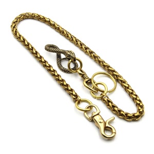 Snake Hook Brass Wallet Chain Snap Clasp Finish Cowboy Keychain,Gift for Men