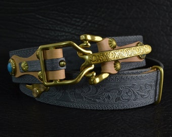 Cinturón de cuero de caballería Littleton hecho a mano Cinturones de uso callejero para hombre