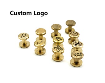 Customized Logo Text Brass Chicago Screw Rivets Custom Brand Leather Fastener Rivets