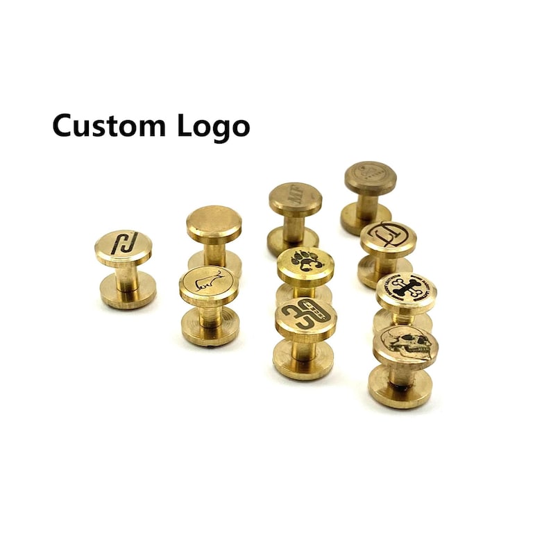 Customized Logo Text Brass Chicago Screw Rivets Custom Brand Leather ...