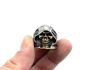 Anello Teschio Grim Reaper Anello In Acciaio Inox Con Teschio Grim