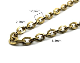 Brass Oval Cable Link Chain 2.1x8.8x12.1mm,Handbag Chain,Purse Chain