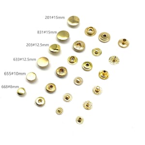 Brass Snap Button Leather Craft Fastener Closure 8/10/12.5/15mm zdjęcie 1