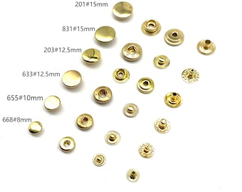 Brass Snap Button Leather Craft Fastener Closure 8/10/12.5/15mm