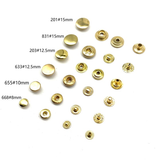 真鍮スナップボタン レザークラフト用ファスナー留め具 8/10/12.5/15mm